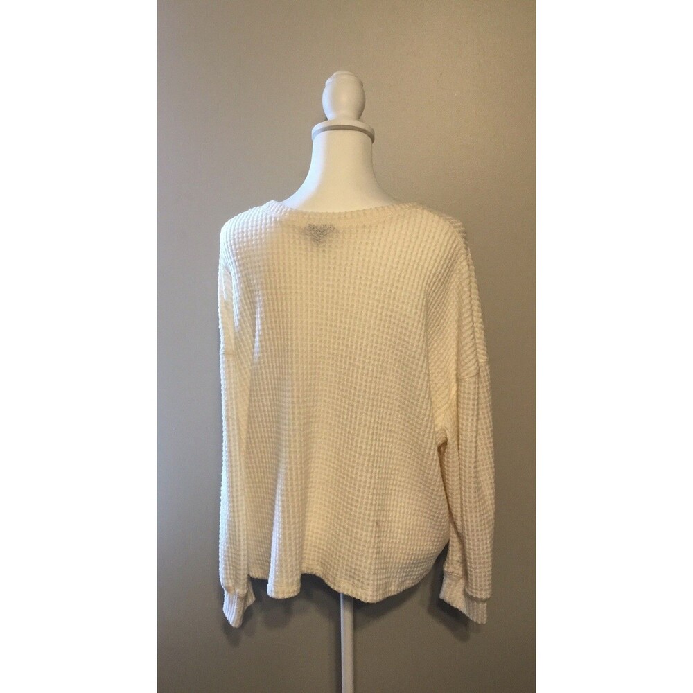 Torrid Sz 2 Creme Waffle Knit Casual Crew Pull Over Long Sleeve Womens - Picture 7 of 8
